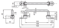 50-250-0 MODULAR SOLUTIONS STEEL FOLDING HANDLE 100, NO MOUNTING HARDWARE INCLUDED